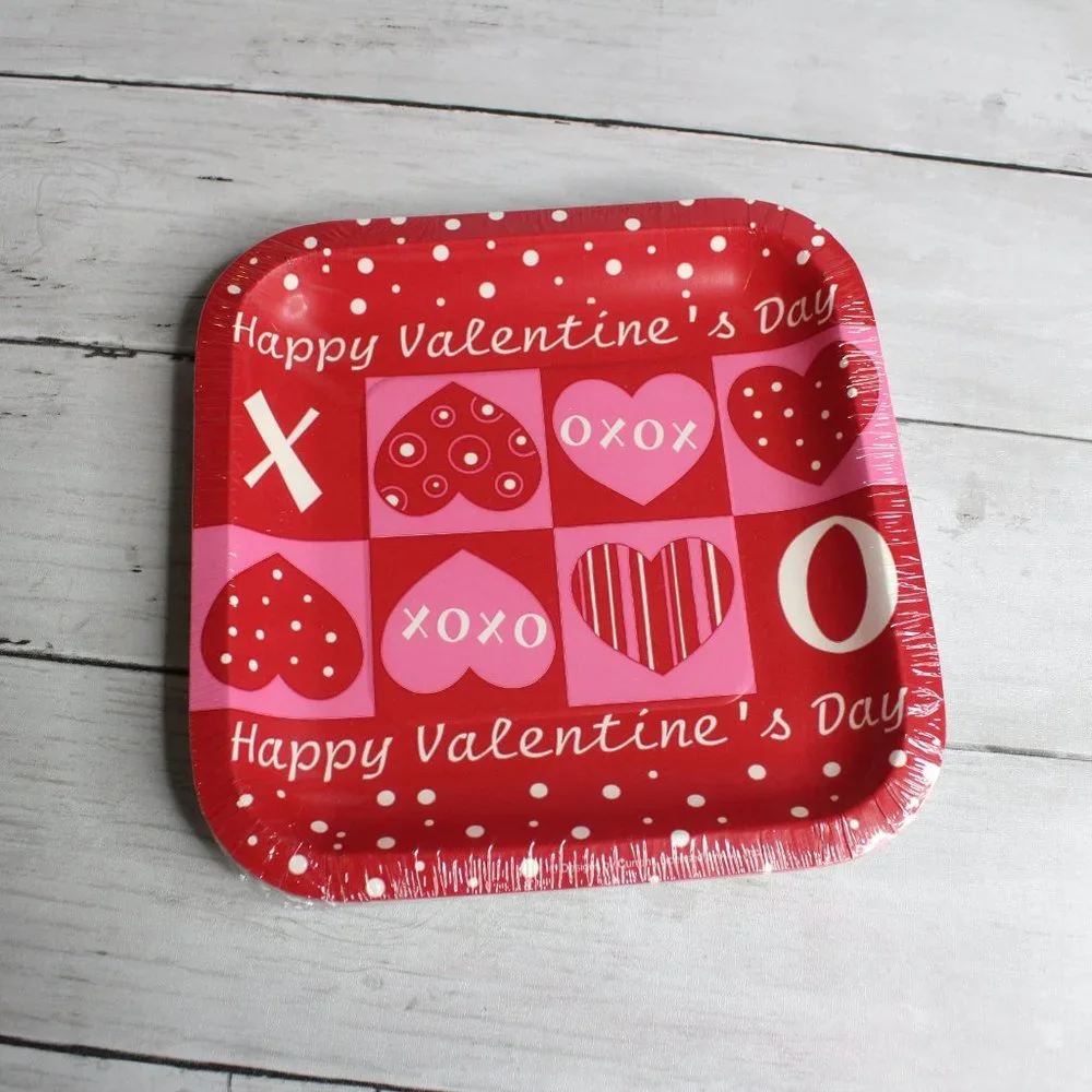 Party Valentine's Day Paper Plates Napkins Cutlery Dinnerware Lot Pink